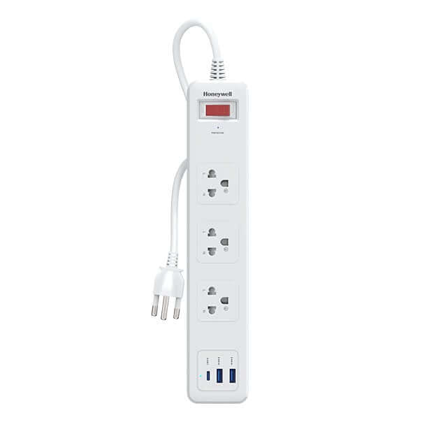รางปลั๊กไฟ 3 ช่อง HONEYWELL รุ่น HC000038 ป้องกันไฟกระชาก 1.8 เมตร (USB-A 2 ช่อง , USB-C 1 ช่อง)_0